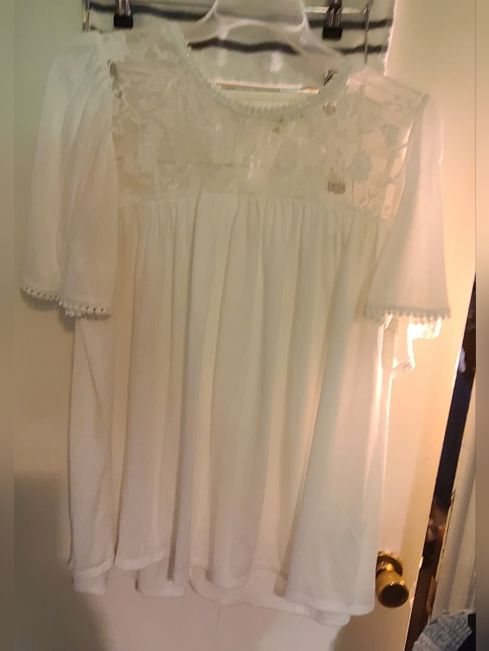 Indigo Rose Boho Lace Yoke Off White Peasant Blouse 3x